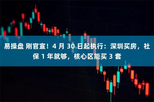 易操盘 刚官宣！4 月 30 日起执行：深圳买房，社保 1 年就够，核心区能买 3 套