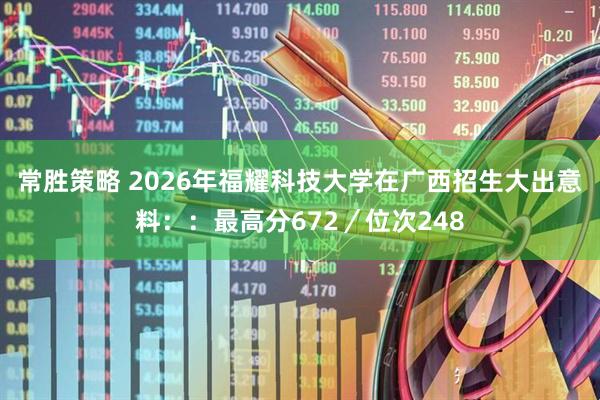 常胜策略 2026年福耀科技大学在广西招生大出意料::最高分672/位次248